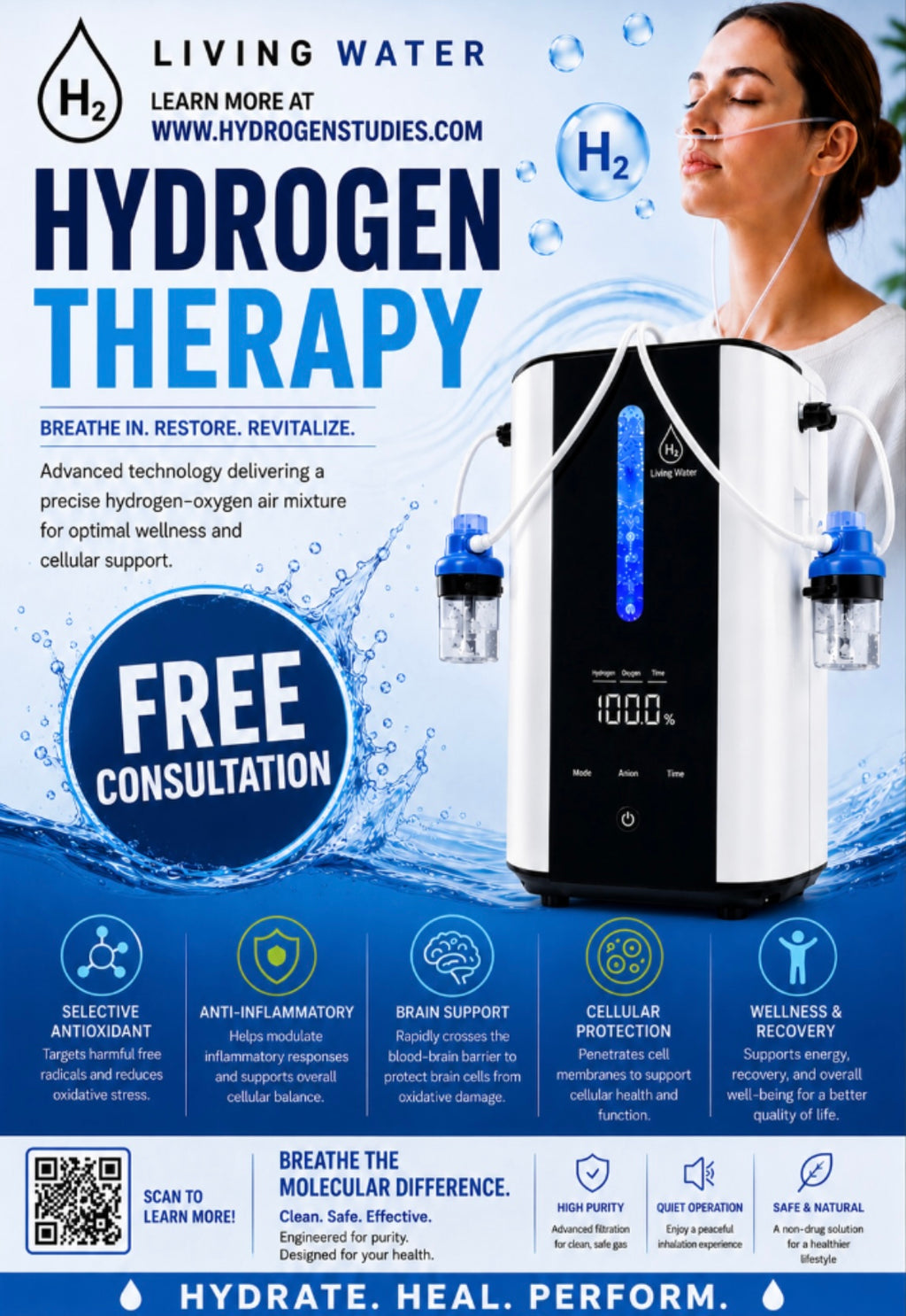 H2 ELITE AIR™ Molecular Hydrogen & Oxygen Inhalation System